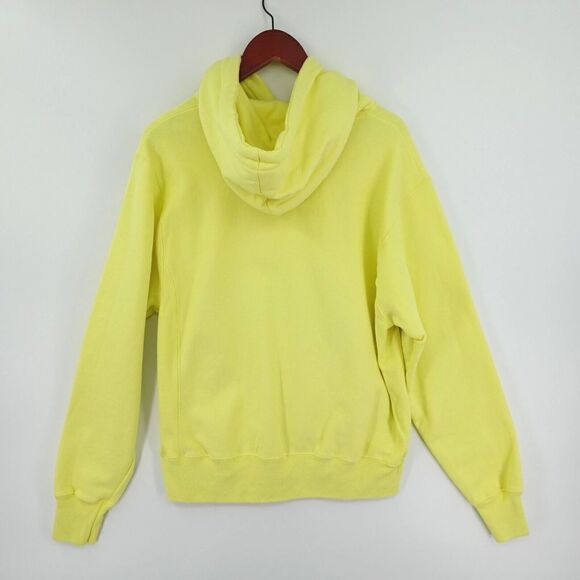 Champion Reverse Weave Hoodie Sweater Mens Medium Yellow Graphic Logo Cadmium - Picture 7 of 16